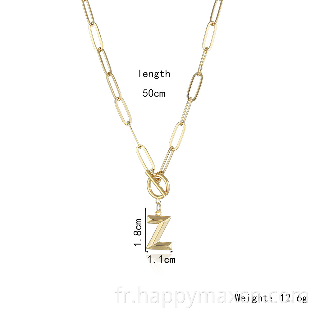 Nouveau collier alphabet gold gold gasion chaîne hip hop 26 lettres pendentifs collier initiale